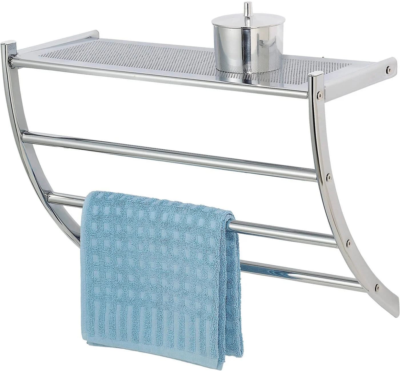 WENKO Handtuchhalter Pescara Silber 3 Stangen mit Ablage
