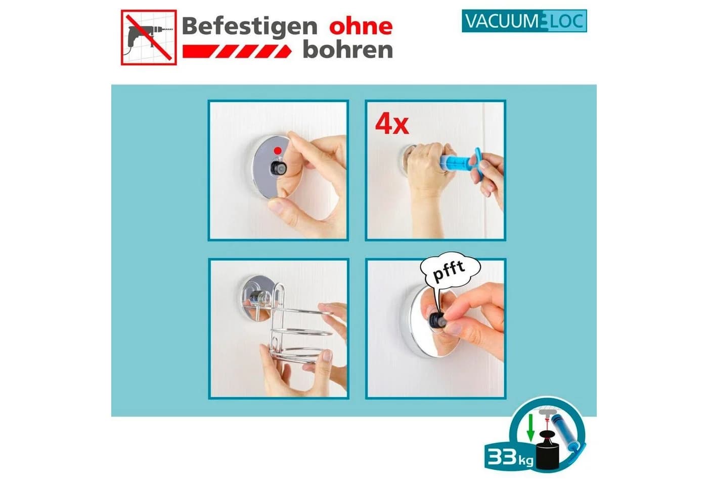 WENKO Seifenhalter Quadro mit Vacuum-Loc® System Silber/Transparent - Bild 4