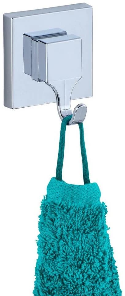 WENKO Wandhaken Quadro 2er Set Silber Kunststoff Bohrfrei