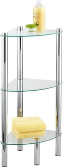 WENKO Eckregal Yago 1 Ablage Silber Transparent Glas Edelstahl Bild 2