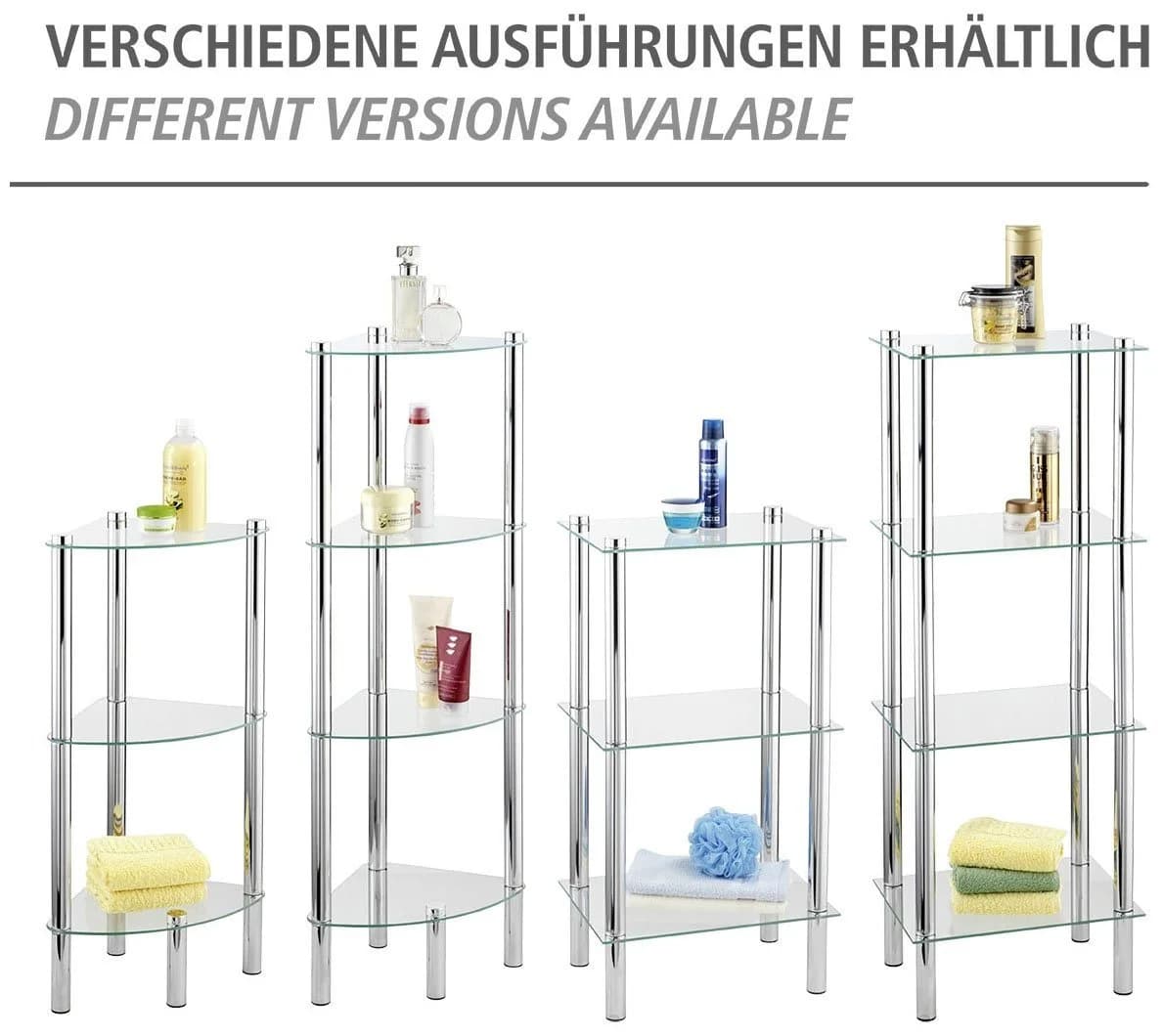 WENKO Eckregal Yago 1 Ablage Silber Transparent Glas Edelstahl - Bild 4