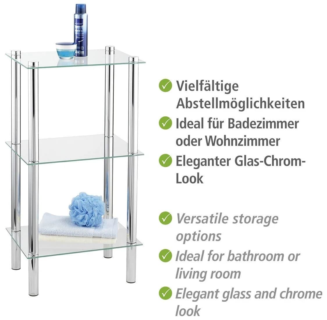 WENKO Regal Yago 3 Ablagen Transparent Edelstahl - Bild 4