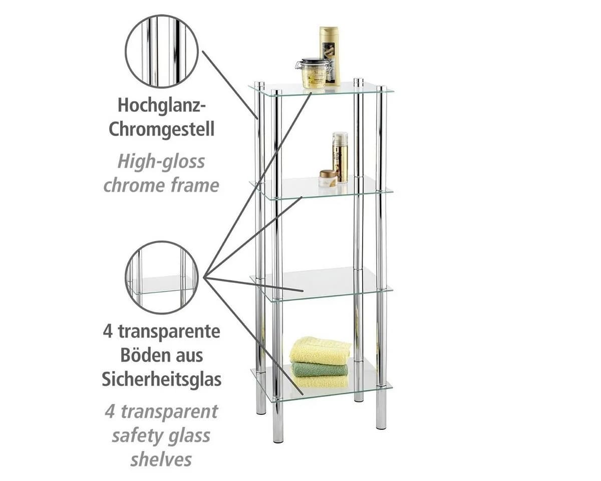 WENKO Yago Badregal Silber Glas 4 Ablagen - Bild 3