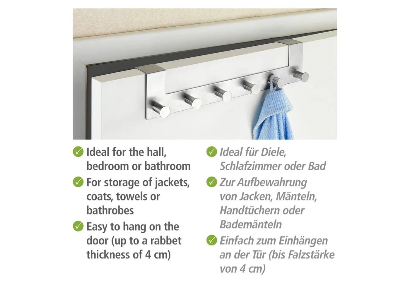 WENKO Türhaken Celano Silber Edelstahl Hakenleiste 6 Haken - Bild 3