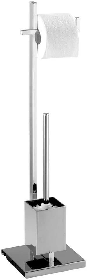 Wenko WC-Garnitur Quadro Grau Chromfarben