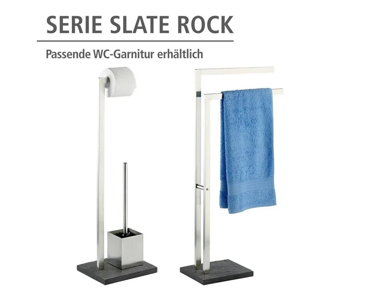 Wenko WC-Garnitur Slate Rock Anthrazit Edelstahl Rostfrei