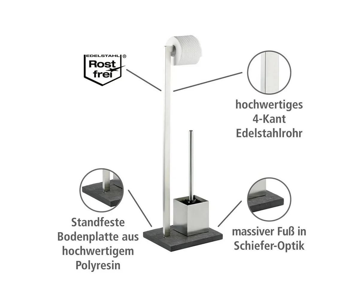 Wenko WC-Garnitur Slate Rock Anthrazit Edelstahl Rostfrei - Bild 3