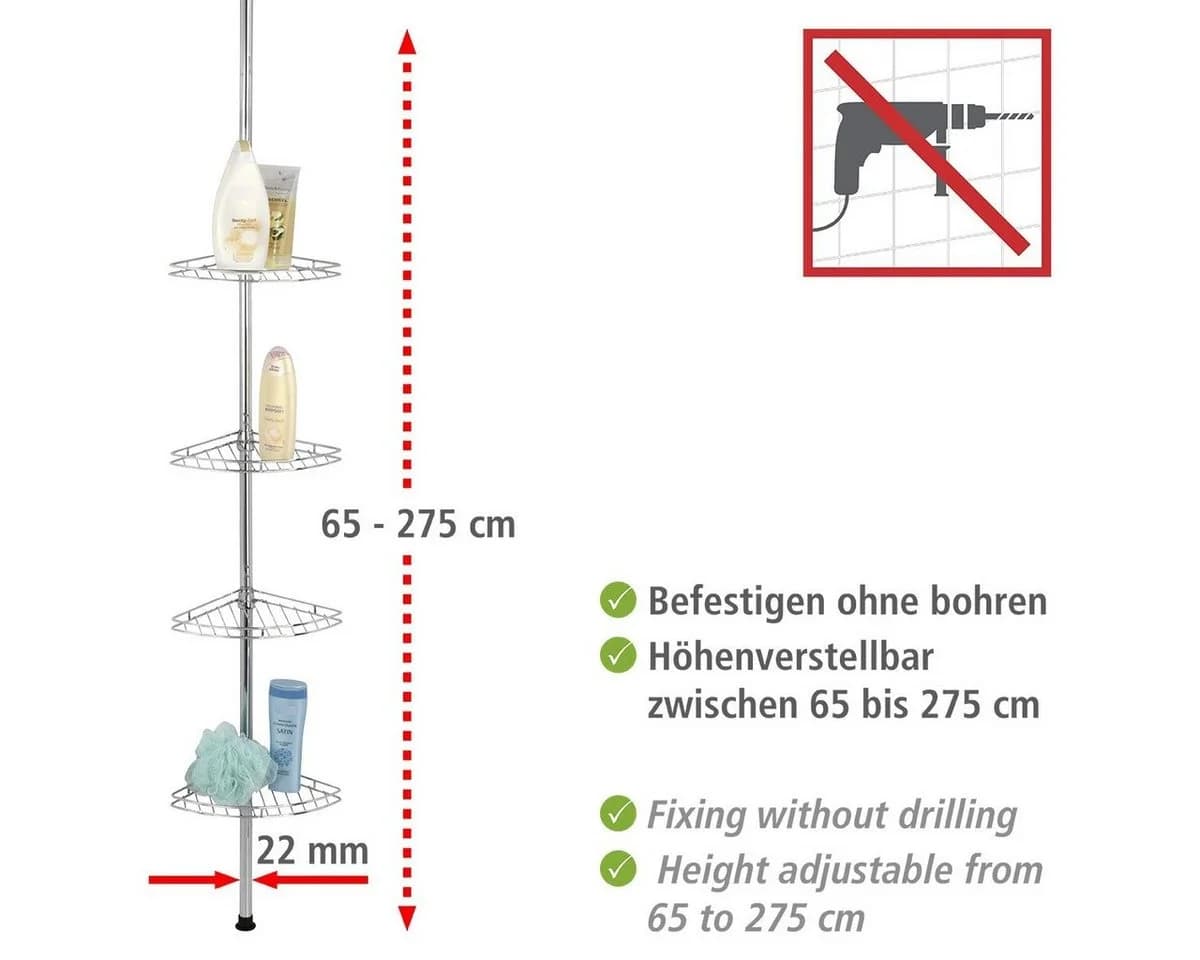 Teleskopregal WENKO Prea Silber Edelstahl 4 Ablagen - Bild 3