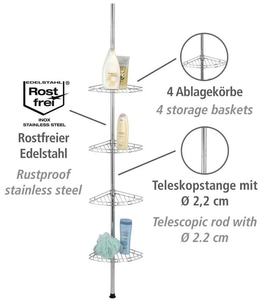 Teleskopregal WENKO Prea Silber Edelstahl 4 Ablagen - Bild 4