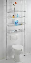 WENKO Badregal Ellera Teleskopregal Silber 2 Ablagen 2 Körbe Bild 1