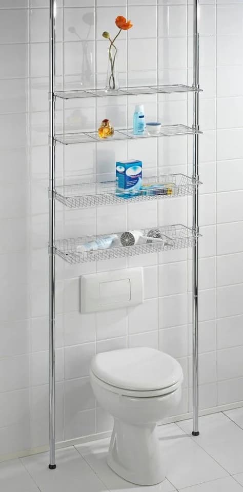 WENKO Badregal Ellera Teleskopregal Silber 2 Ablagen 2 Körbe
