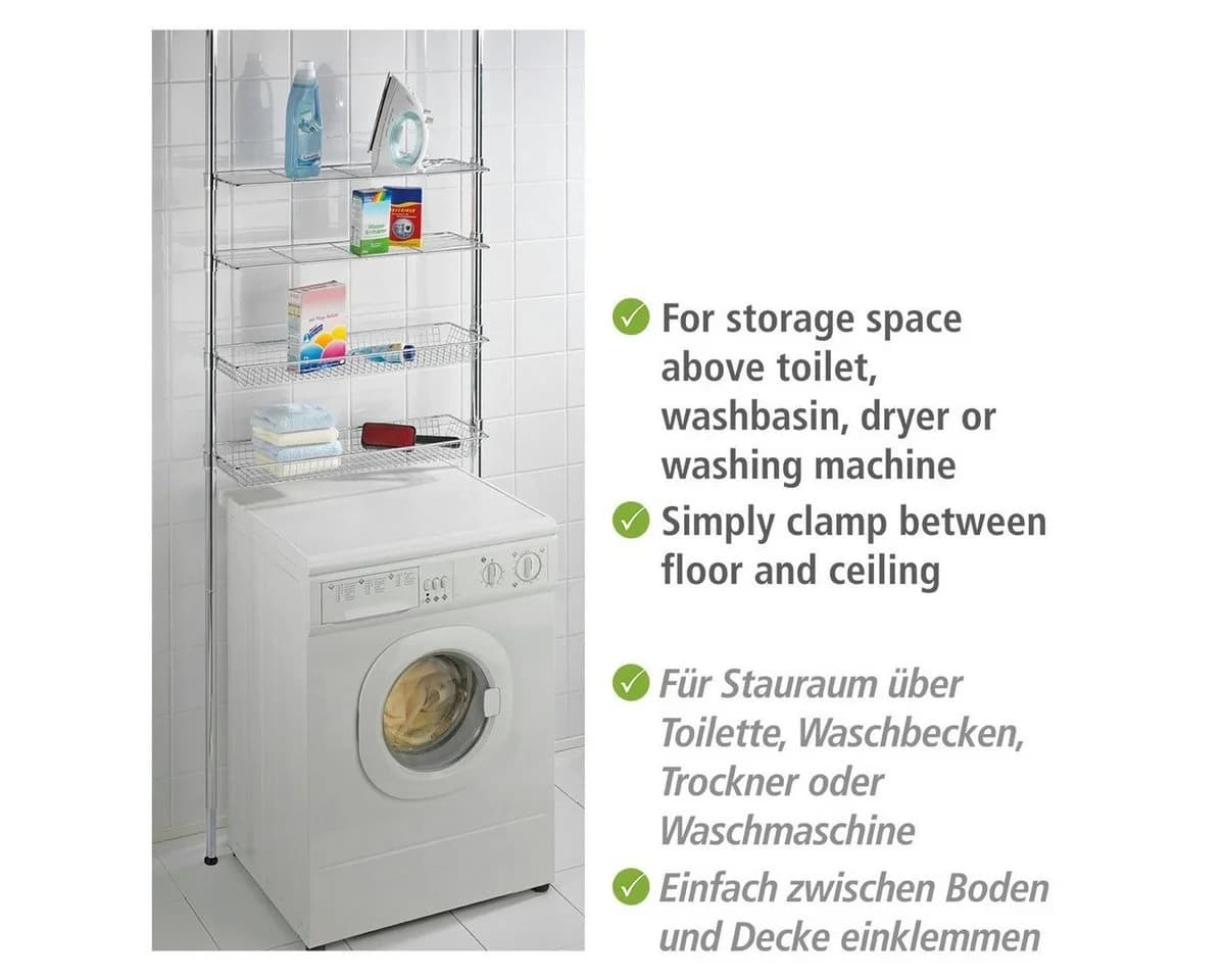 WENKO Badregal Ellera Teleskopregal Silber 2 Ablagen 2 Körbe - Bild 5