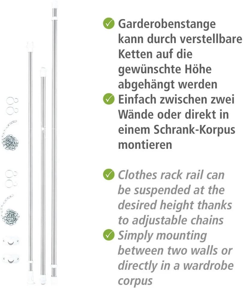 WENKO Teleskopregal Garderobe 3-tlg. Edelstahl Silber - Bild 5