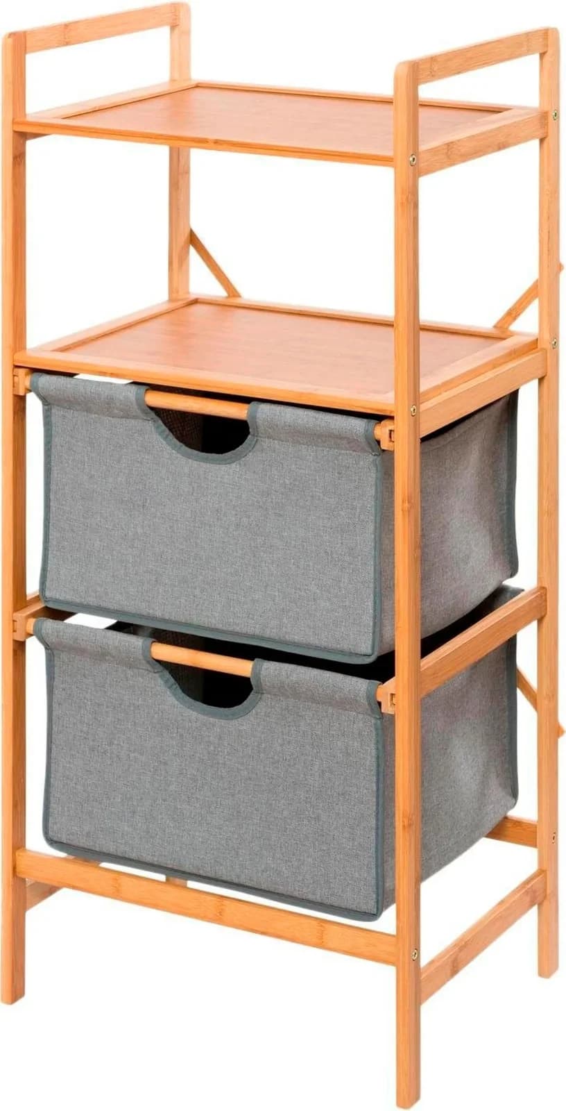 WENKO Wäschesortierer Bahari Bambus Grau Beige