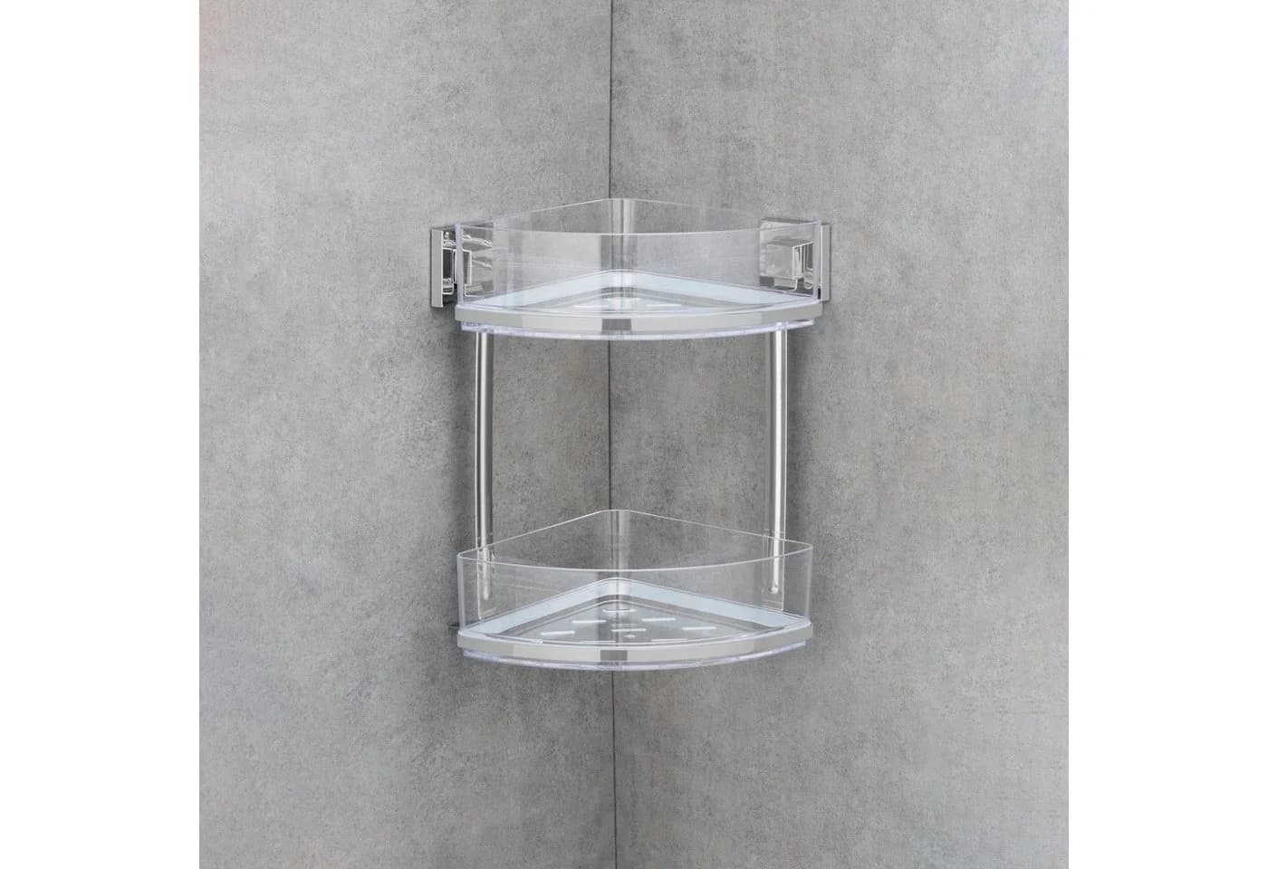 WENKO Eckregal "Vacuum-Loc Quadro" Silber Chrom Transparent - Bild 3