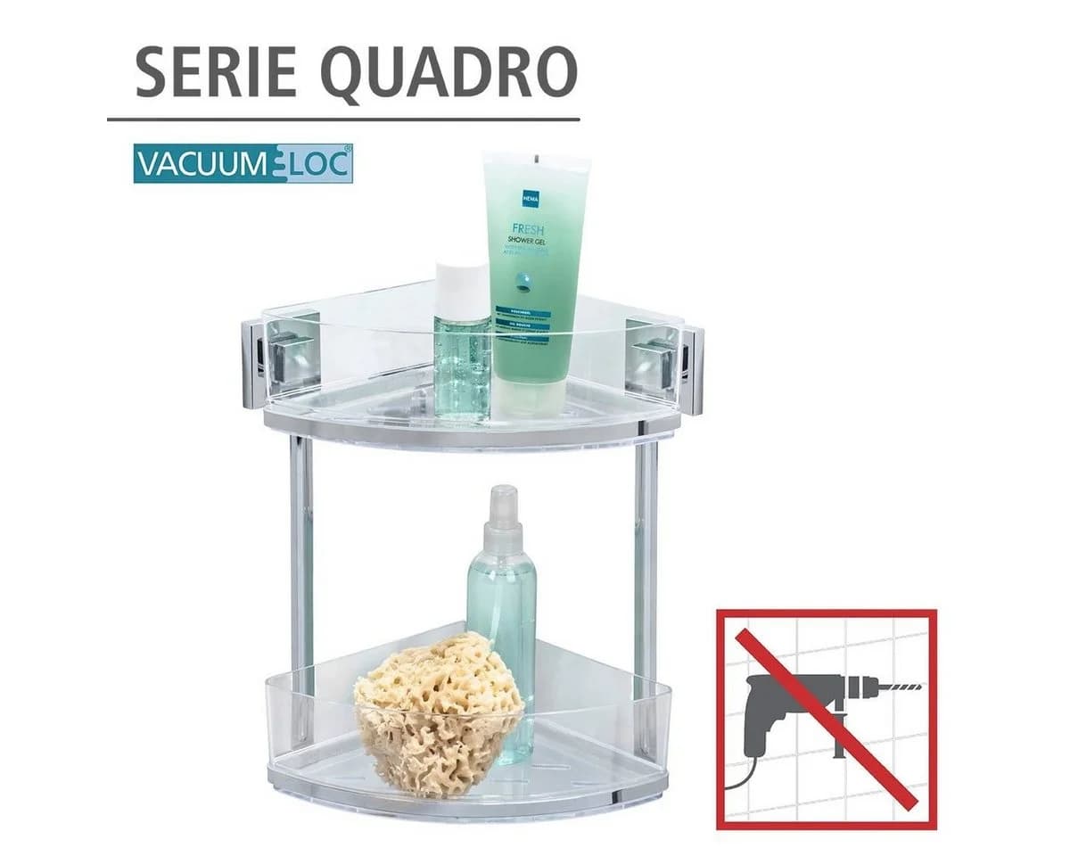 WENKO Eckregal "Vacuum-Loc Quadro" Silber Chrom Transparent - Bild 4