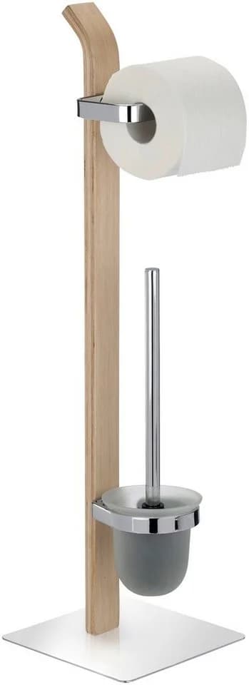 WENKO WC-Garnitur Samona Nature Holz Metall mit Papierrollenhalter
