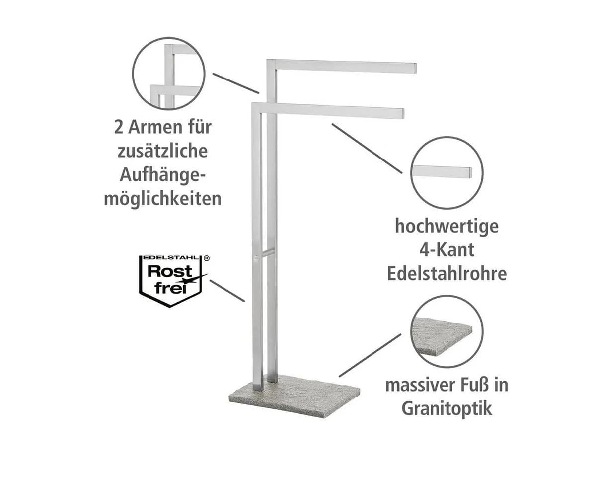 WENKO Handtuchständer Granit Grau Edelstahl - Bild 4