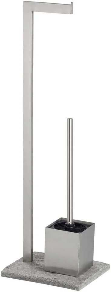 WENKO WC-Garnitur Granit Grau Edelstahl Polyresin