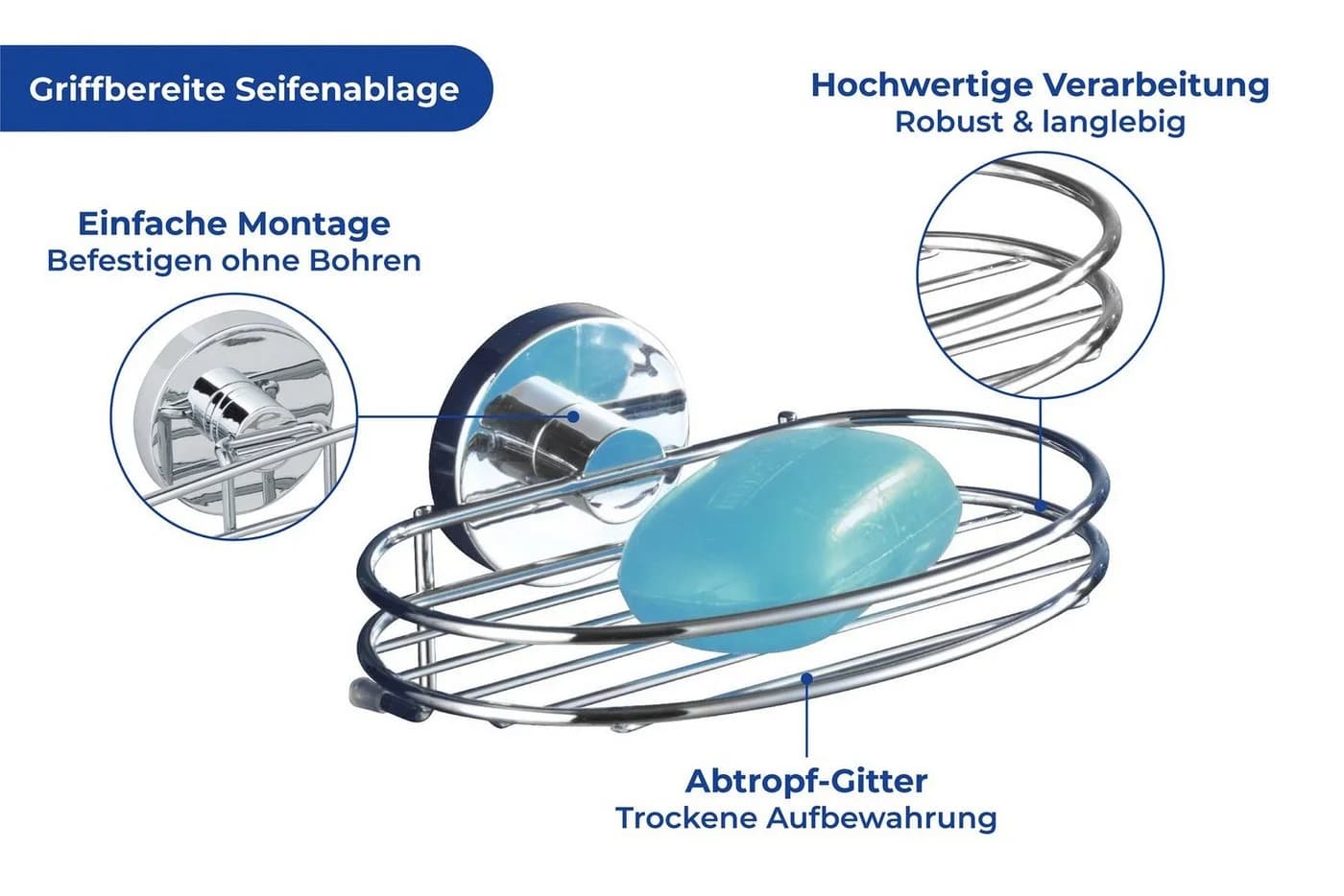 WENKO Seifenablage Vacuum-Loc® Milazzo Silber - Bild 5