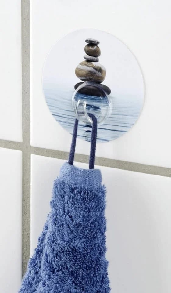 WENKO Handtuchhaken Static-Loc Wandhaken Uno Kunststoff Design Meditation