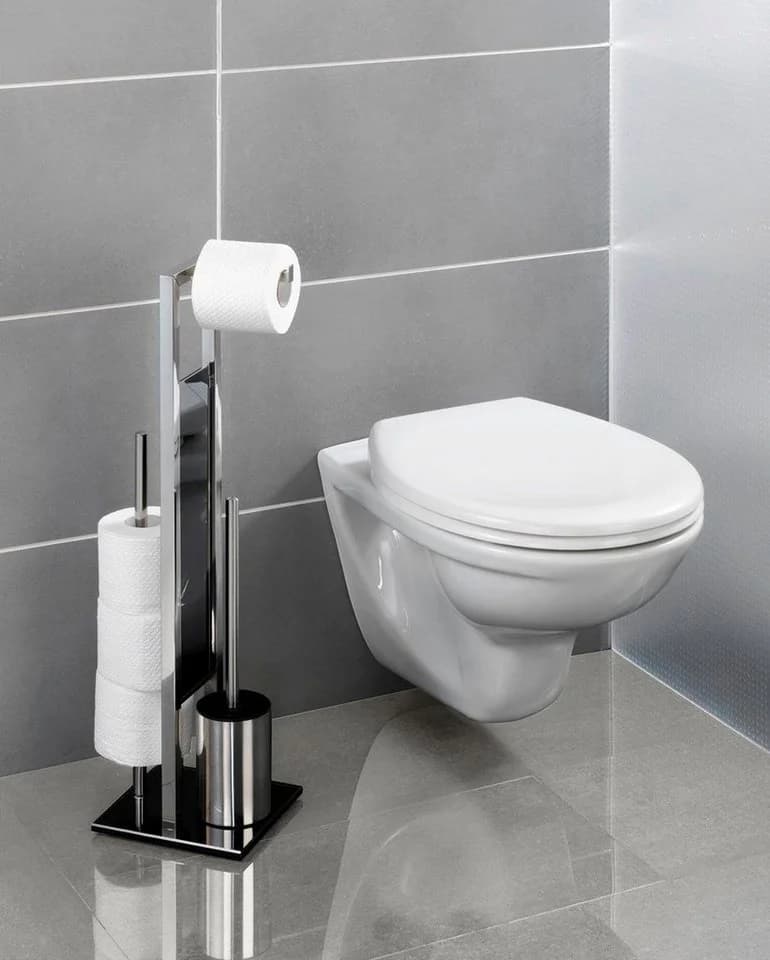 Wenko WC-Garnitur Rivalta Schwarz Edelstahl mit Glas - Bild 4