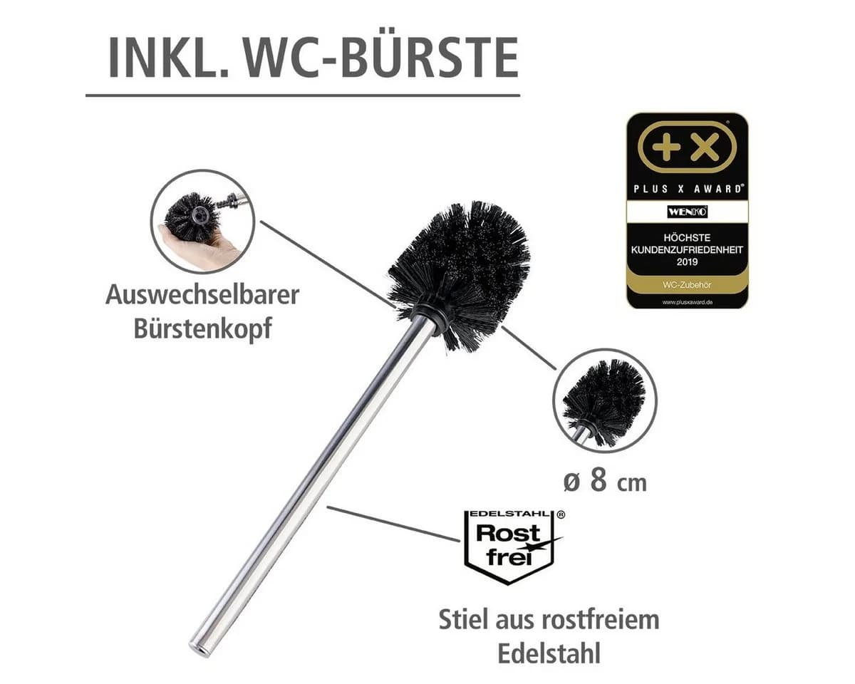 Wenko WC-Garnitur Rivalta Schwarz Edelstahl mit Glas - Bild 5