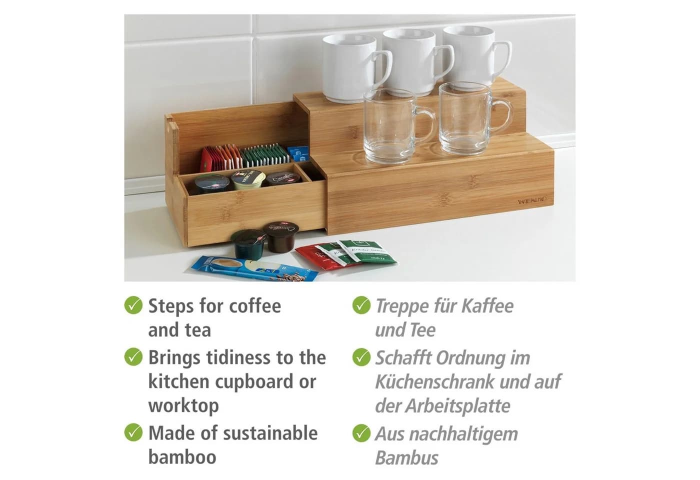 WENKO Aufbewahrungssystem Bambus Treppe Beige - Bild 3