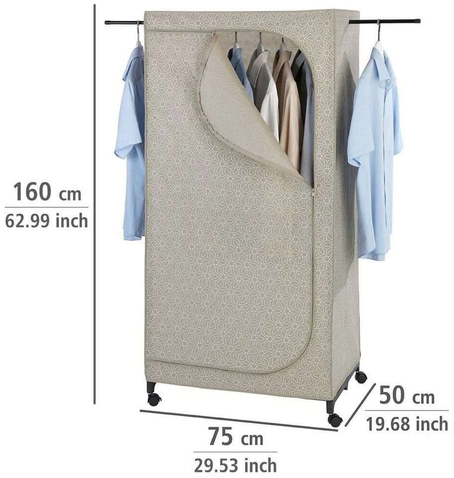 WENKO Kleiderständer Balance Taupe Vlies Metall mit Rollen