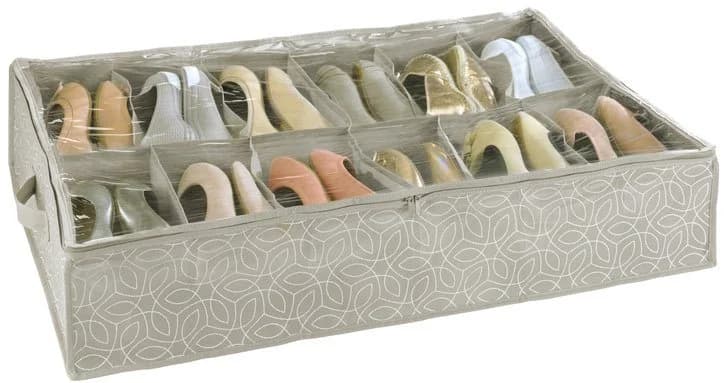 WENKO Unterbettkommode Balance Schuhbox 12 Fächer Grau Vlies - Bild 2