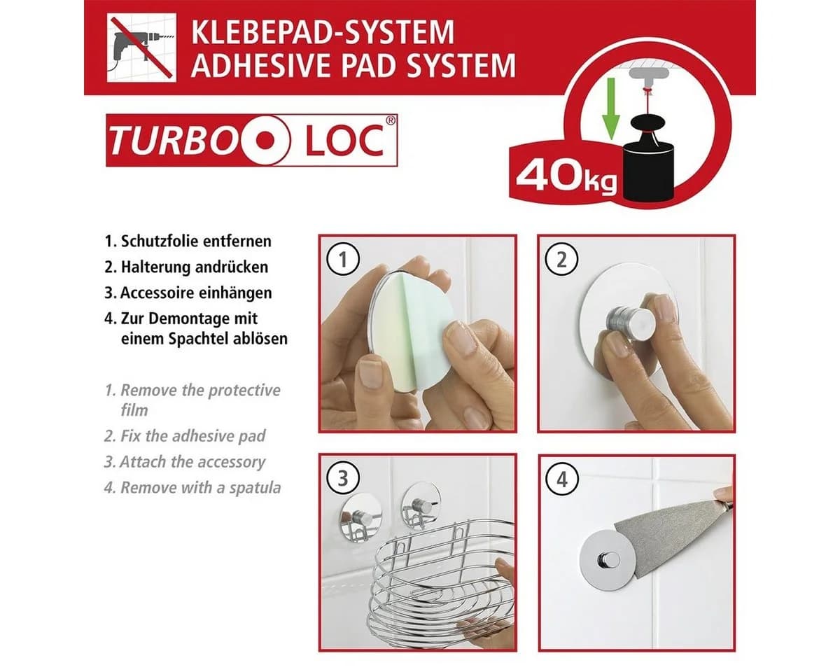 Wenko Turbo-Loc® Toilettenpapierhalter Orea Matt Silber - Bild 4