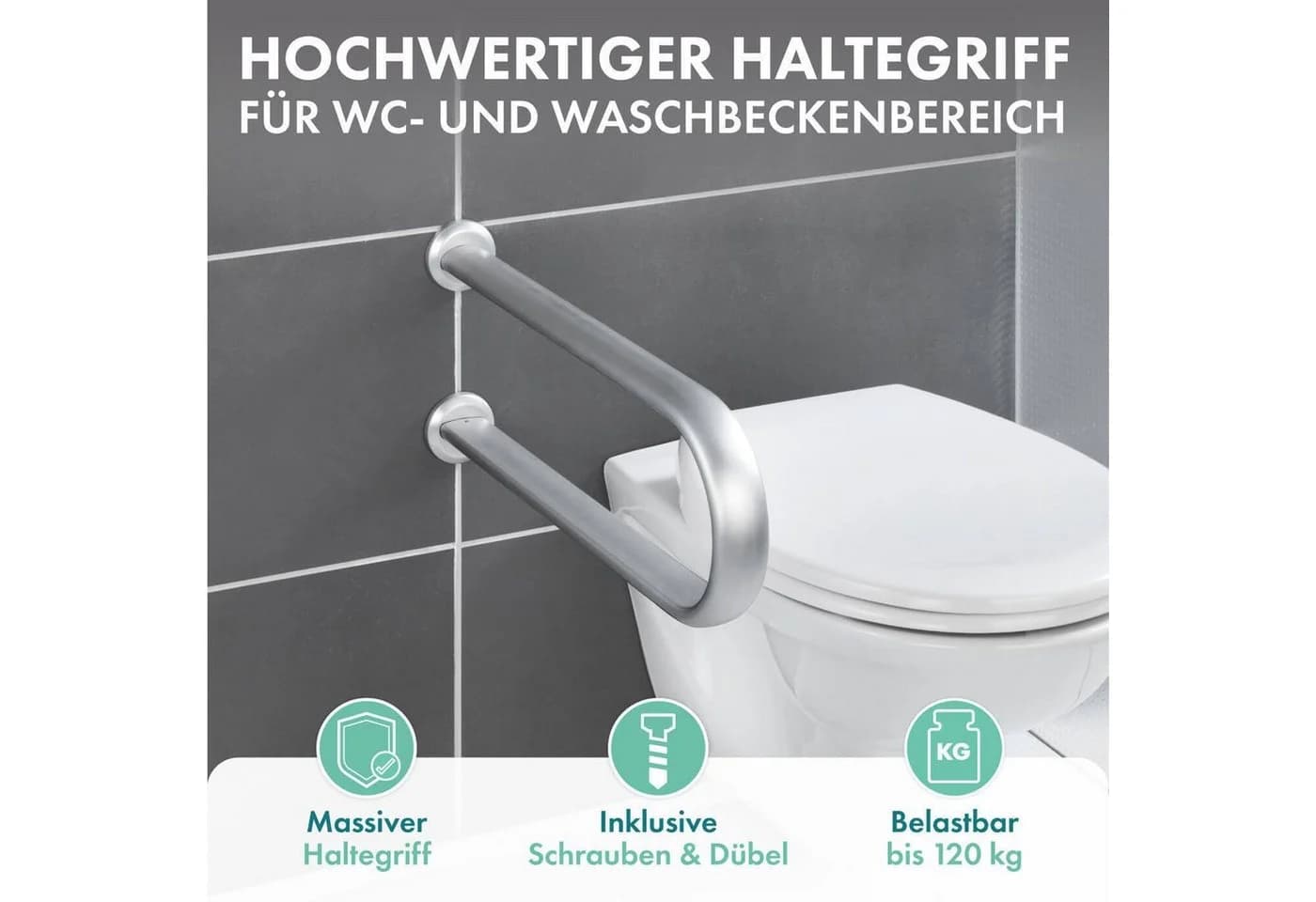 WENKO Badstützgriff Secura Premium Aluminium Silber Matt - Bild 3