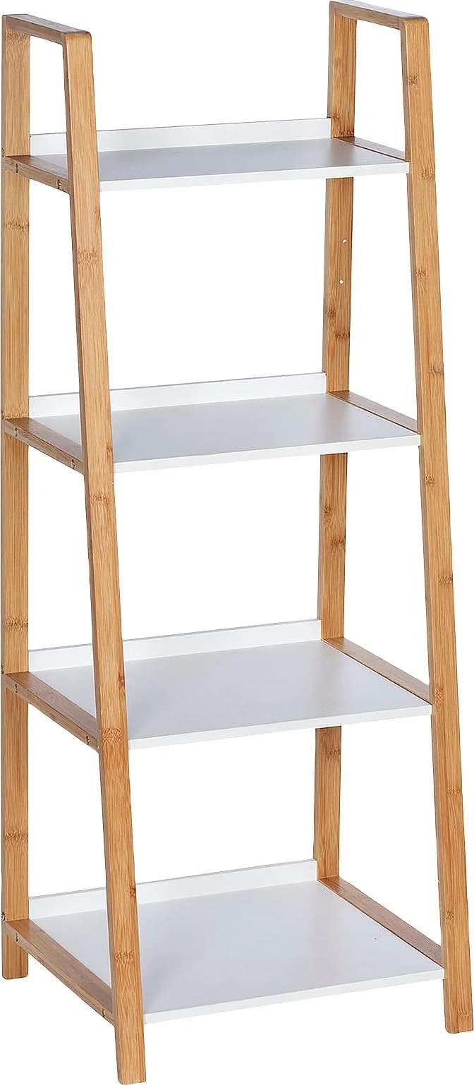 WENKO Anbauregal Finja 4 Etagen Bambus MDF Braun/Weiß
