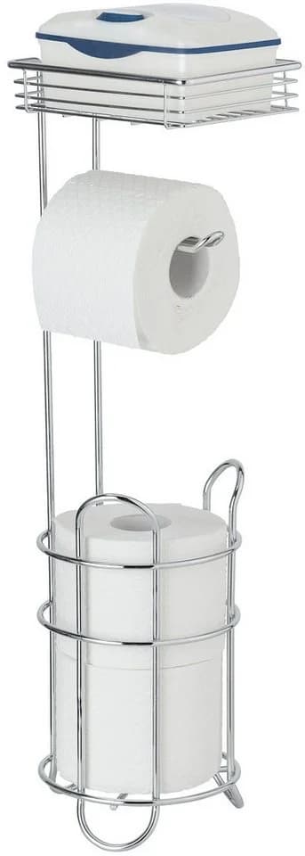 WENKO Toilettenpapierhalter mit Ablage Silber Freistehend - Bild 2