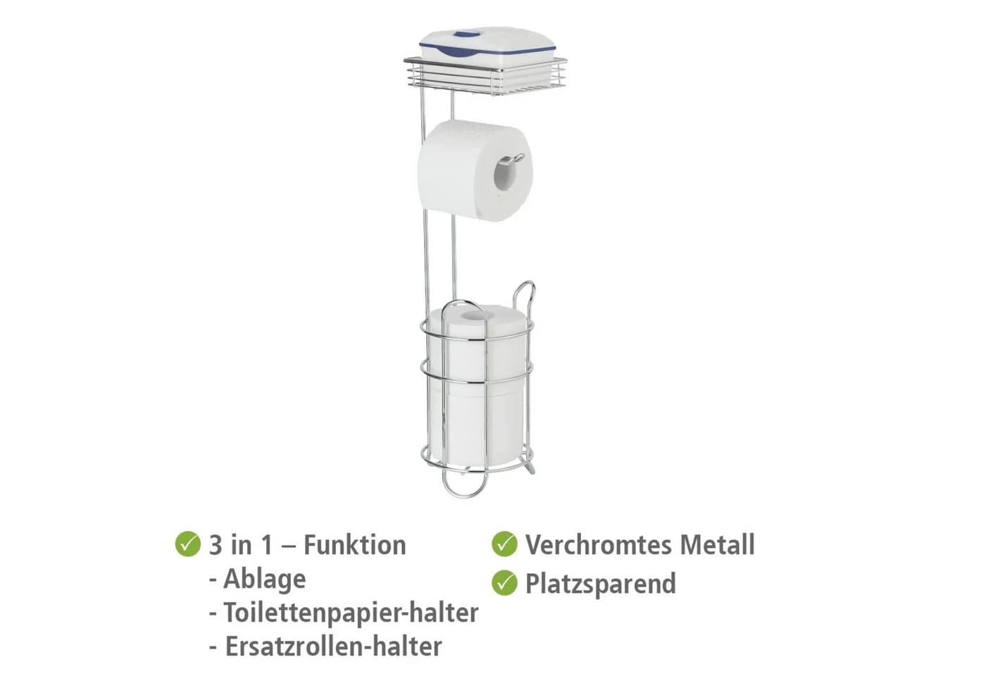 WENKO Toilettenpapierhalter mit Ablage Silber Freistehend - Bild 4