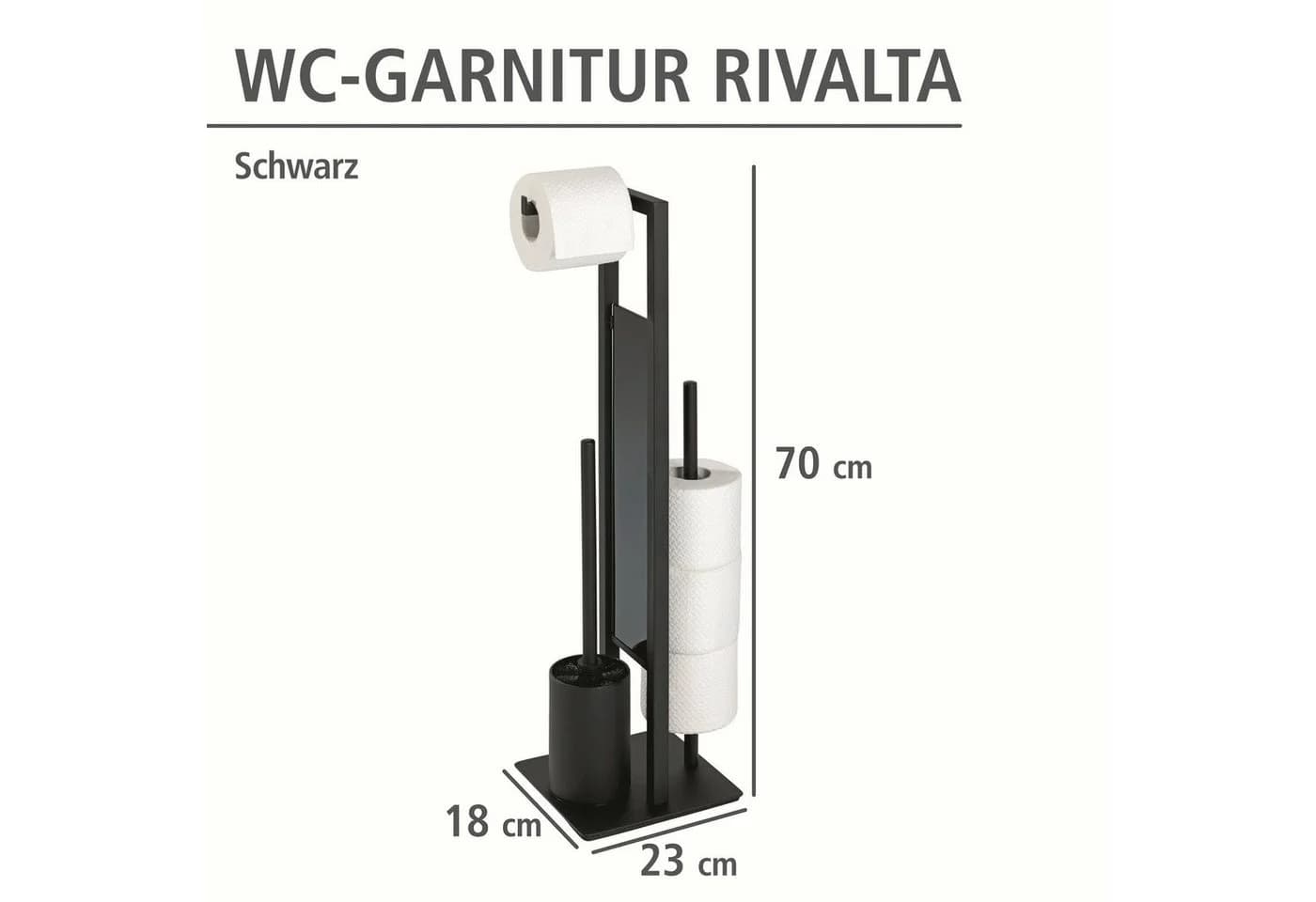WENKO WC-Garnitur Rivalta Schwarz mit Toilettenpapierhalter und WC-Bürstenhalter - Bild 5