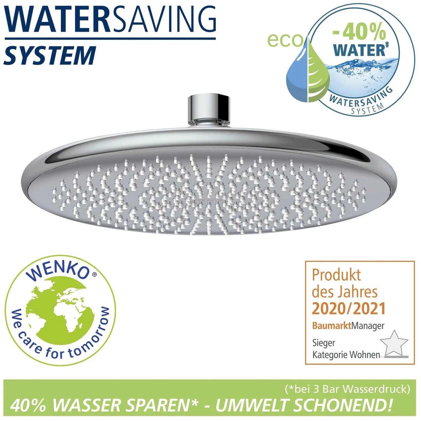 WENKO Regenduschkopf Watersaving System Silber Chrom - Bild 3