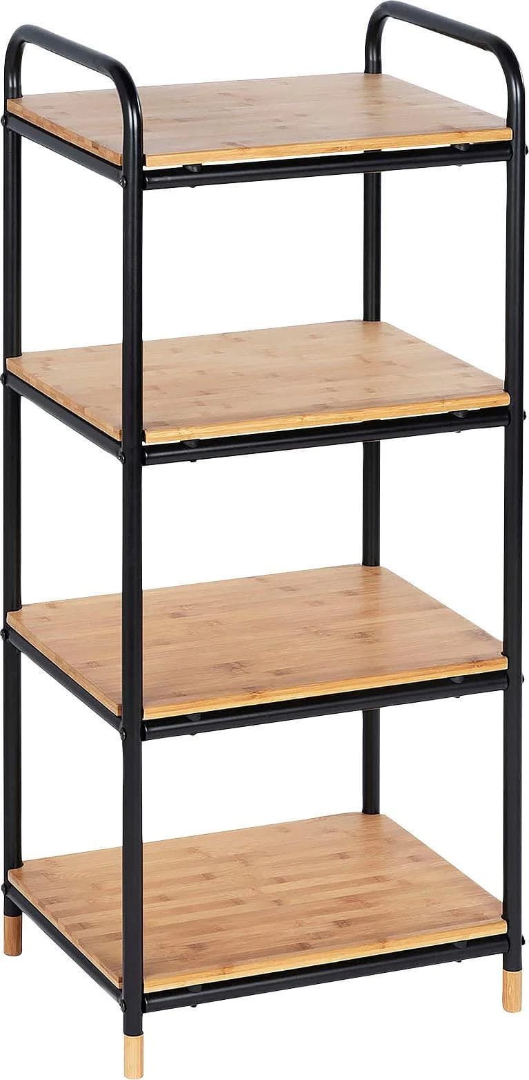 WENKO Loft Ablageregal Bambus Metall Braun Schwarz 4 Etagen