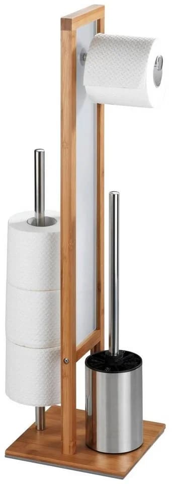 WENKO WC-Garnitur Rivalta Bambus Glas 3-in-1 mit WC-Bürste