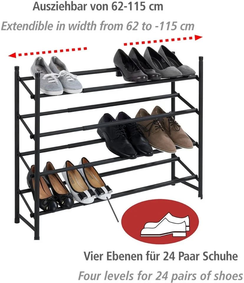 WENKO Schuhregal Hero Ausziehbar Schwarz Anti-Rutsch - Bild 3