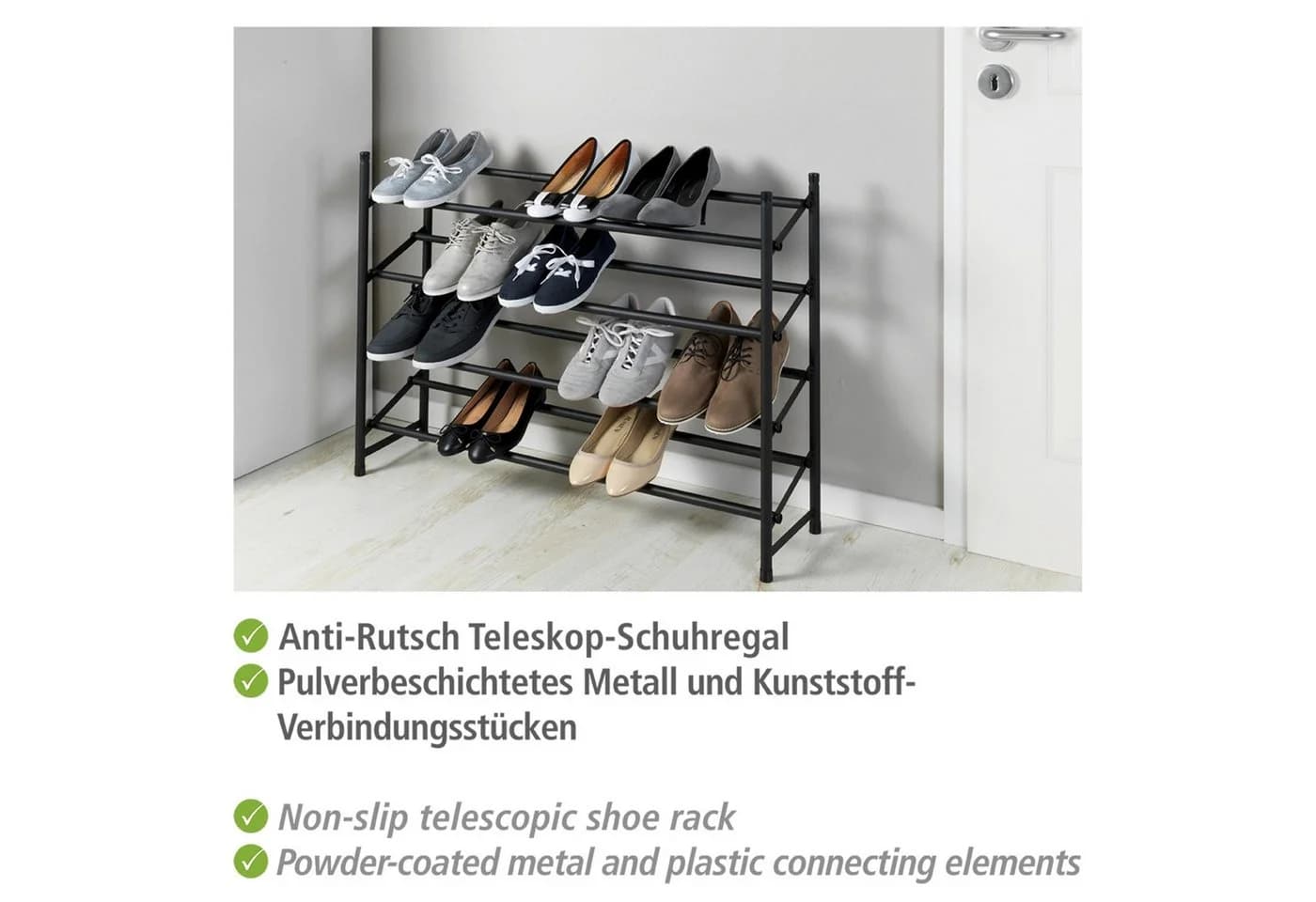 WENKO Schuhregal Hero Ausziehbar Schwarz Anti-Rutsch - Bild 4