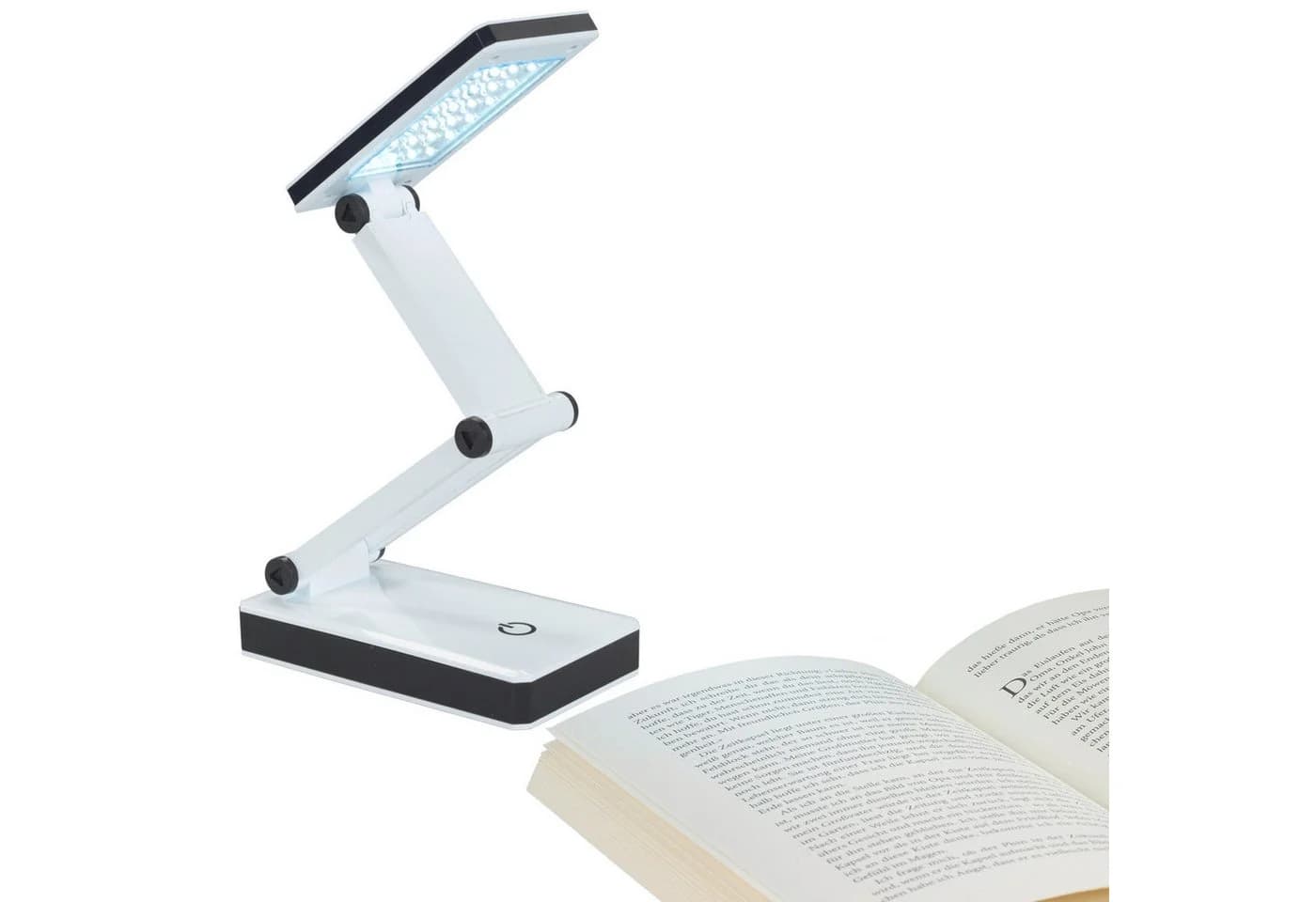 Maximex LED Schreibtischlampe faltbar weiß stufenlos verstellbar