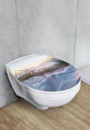 WENKO WC-Sitz Baltic glänzender Toilettensitz Thermoplast Strandmotiv Absenkautomatik Bild 1
