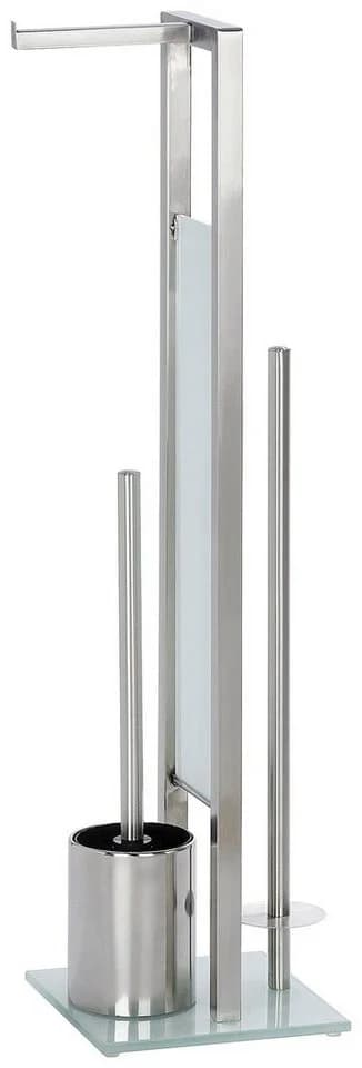 WENKO WC-Garnitur Rivalta Edelstahl Weiß Schwarz inkl. 2 WC-Bürsten