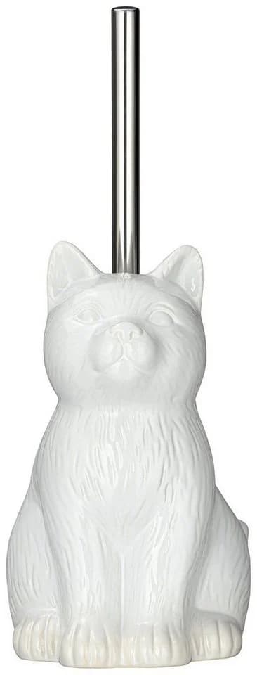 WENKO WC-Garnitur Cat Weiß Keramik mit Silikon-Bürste