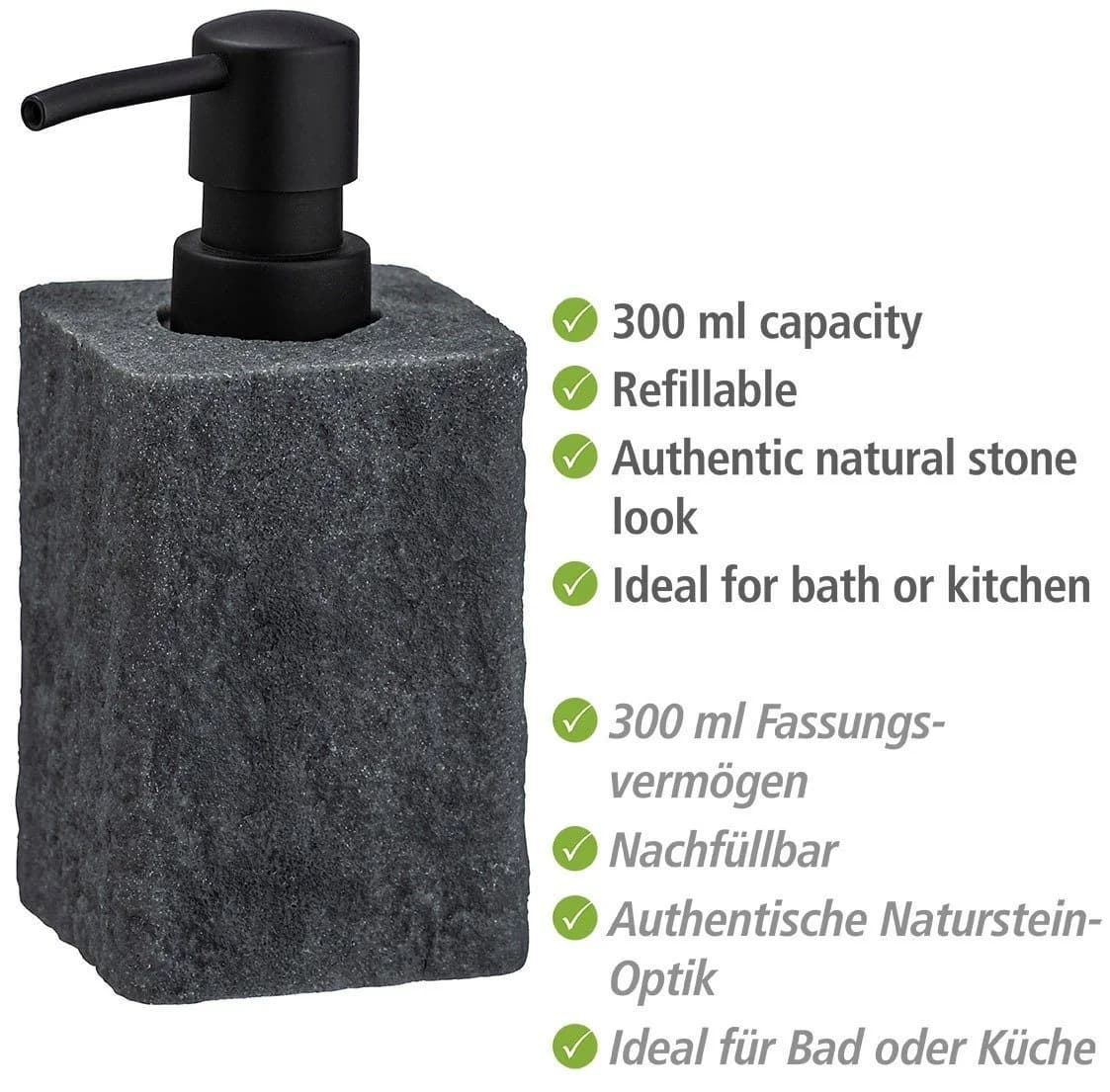 WENKO Seifenspender Villata Grau 300ml Naturstein-Optik - Bild 4