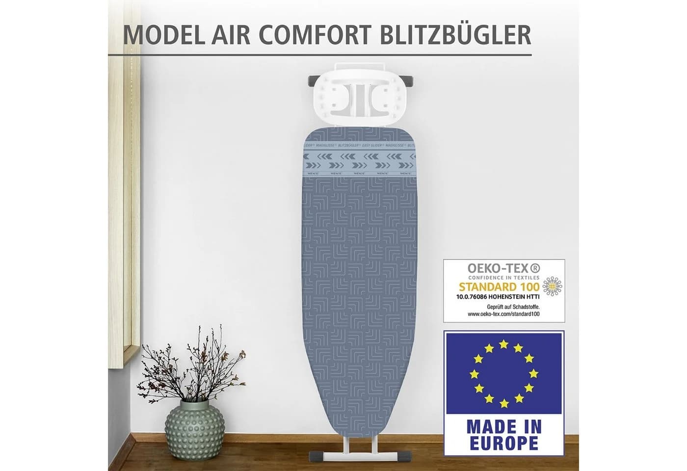 WENKO Bügelbrettbezug Air Comfort XL/Universal mit Blitzbüglerzone Baumwolle 5 Lagen