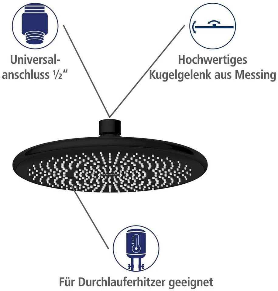WENKO Watersaving Regen-Duschkopf Schwarz Wassersparfunktion - Bild 3
