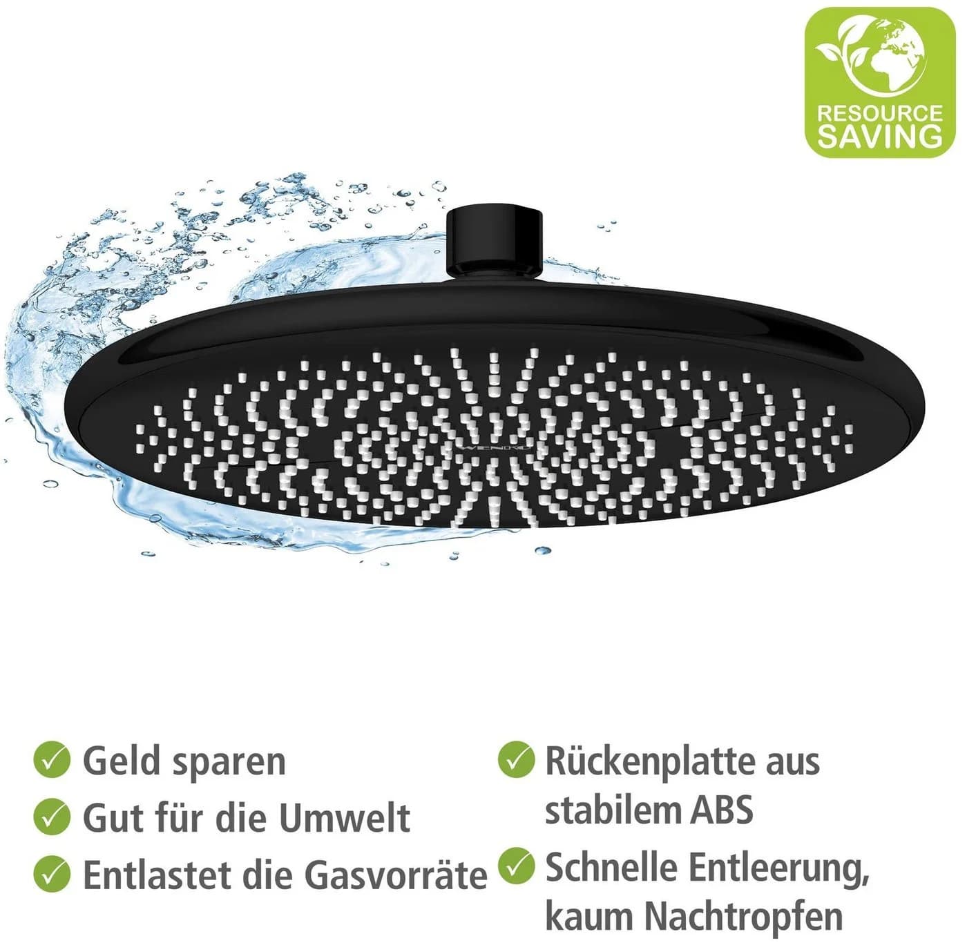 WENKO Watersaving Regen-Duschkopf Schwarz Wassersparfunktion - Bild 4