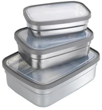 Maximex Lunchbox Edelstahl Silber 3 Größen Luftdicht Spülmaschinengeeignet